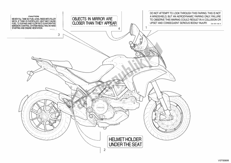 Tutte le parti per il Etichette Di Avvertimento del Ducati Multistrada 1200 USA 2011